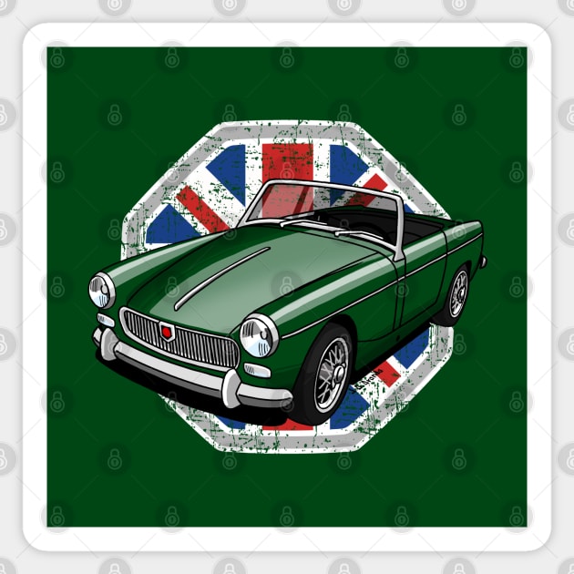 Classic british sports car with Union Jack background Sticker by jaagdesign